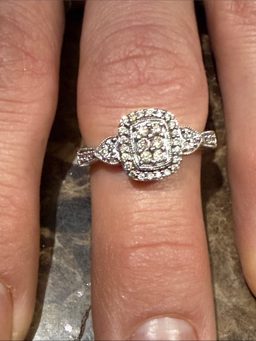 Diamond Halo Cluster Ring in Sterling Silver&14k sz7 - Picture 3 of 17